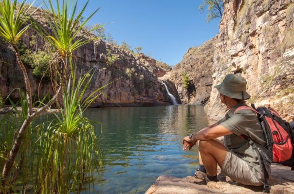 Kakadu Baramundi Falls uitrusten van wandeling