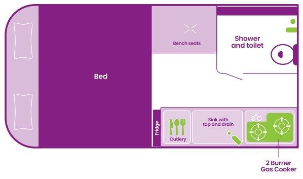 Layout s'nachts beneden van de Jucy Chaser