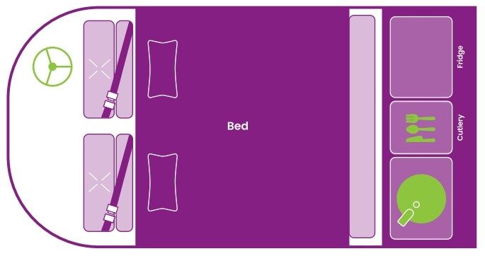 Layout s'nachts van de Jucy Crib