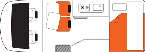 Floorplan dag van de Apollo Endeavour camper met fixed roof in Australie