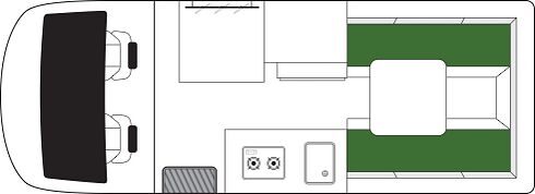 Floorplan van de Britz Hitop Australië 2026/2027 overdag
