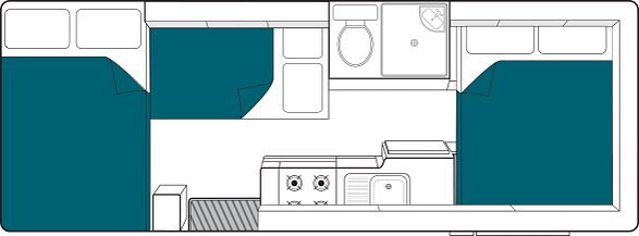 Floorplan nacht van de Maui Sunset in Australië met drie bedden