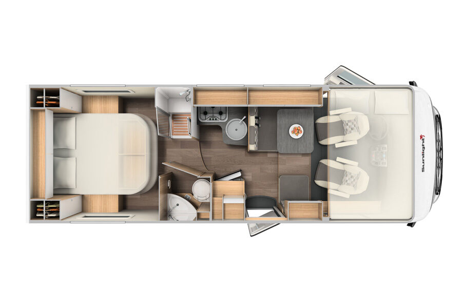 Floorplan van de McRent Comfort Luxury in Nieuw-Zeeland