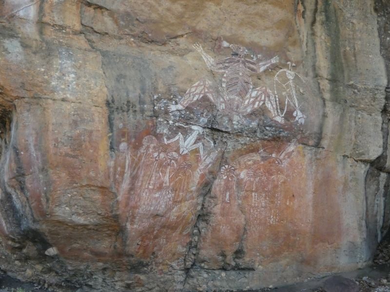 Aboriginal art rotstekening in Kakadu