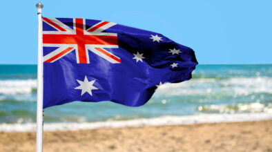 Vlag van Australië op het strand