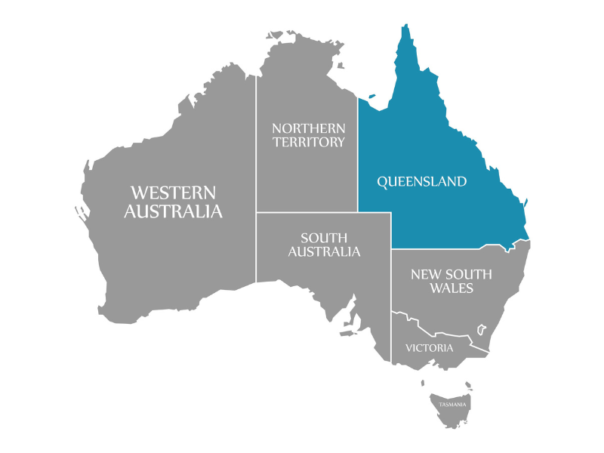 Kaart Australië Queensland uitgelicht