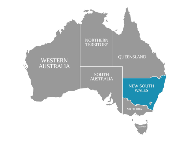 Kaart Australië New South Wales uitgelicht
