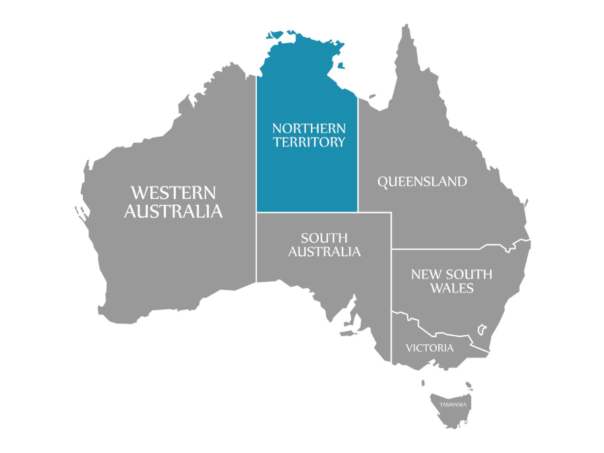 Kaart Australië Northern Territory uitgelicht